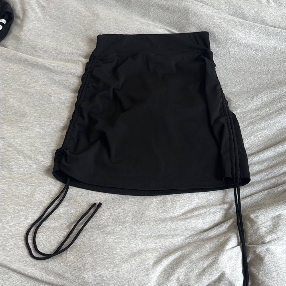 Black Ruched Mini Skirt Skort